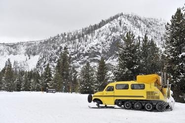Snow coach in Yellowstone