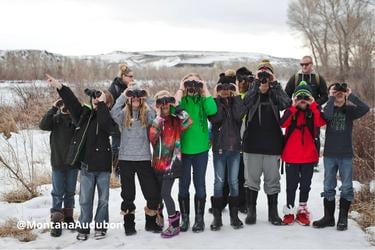 Kids watching birds at Montana Audubon