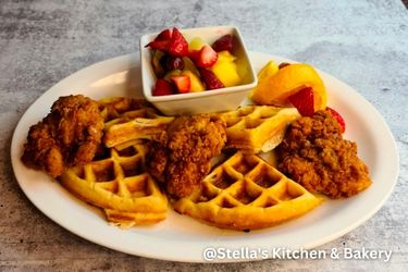 Chicken and Waffles at Stella's Kitchen and Bakery